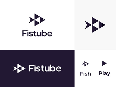 Fistube Logo Mark. app icon designers brand identity branding color concept design film fish logo for sale icon logo design logo mark logos logotype minimal modern logo music logo design play logo product logo video logo
