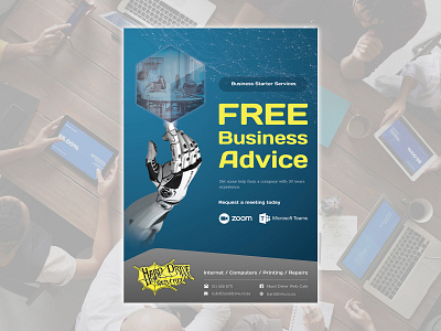 HDWC Free Business Advice 2021 advert advice adviser advisor business cube design dribbble flyer flyer artwork flyer design flyer template flyers graphic design graphicdesign robot robotic tech technical technology