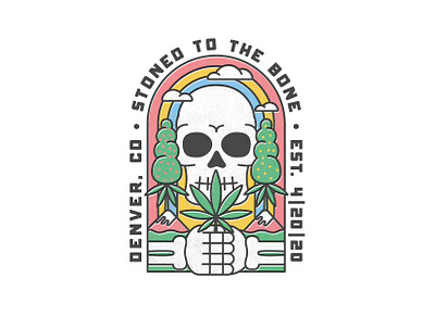 Stoned to the Bone - Skull 420 adam mendez cannabis branding cannabis design illustration monoline illustration snackmachine snackmachinecreative