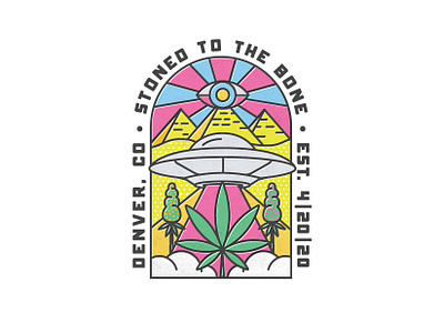 Stoned to the Bone - UFO adam mendez cannabis branding cannabis design illustration monoline illustration snackmachine snackmachinecreative