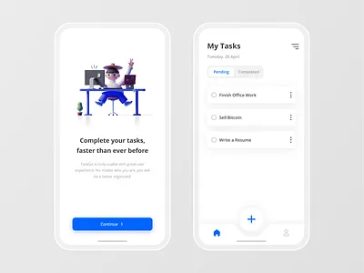 TaskGo Mobile App 3d app design figma minimal design mobile task list task manager to do app to do list ui uidesign uiux ux