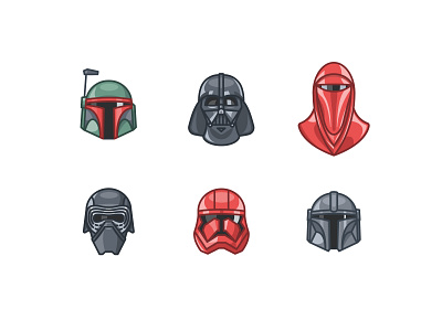 Star Wars Helmets boba fett darth vader design design inspiration flat design icon illustration illustrator star wars storm trooper the mandalorian vector vector art vector illustration