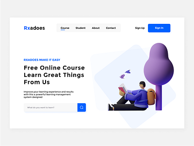 Rxadoes - Learning app landing page app design icon illustration ilustrasi light logo ui ux web