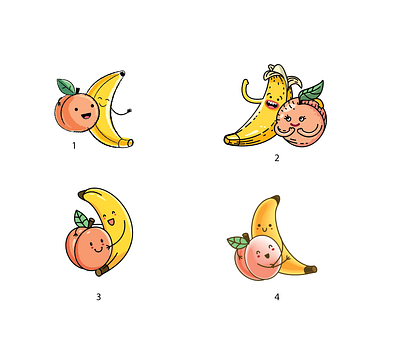 Logo for Fruit Store banana design fruit logo illustration logo logotype peach vector