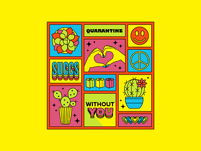 Quarantine bright color design designer illustration psychedelic typogaphy vector