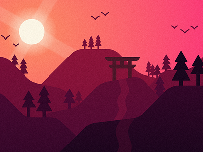 Torii design landscape minimal vector