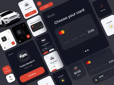 Apple Watch App UI Kits apple apple design apple watch booking credit card dark mode dark theme dark ui design system dribbble best shot landing page design map product design smart car tesla ui kit design ui kits ui ux design user interface design visual design