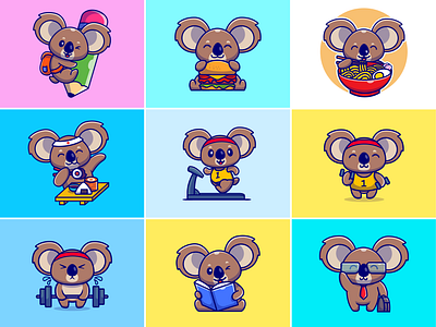 Koala🐨 animal animal illustration animals exercising australian animal barbell busy koala custome animal cute endangered animals icon illustration japan koala logo ramen sushi tracksuits unique animal working animal zoo