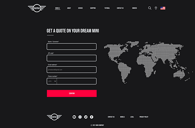 MINI Cooper Redesign, Sign in/Sign up page car design designer homepage minicooper sign in signup uiux ux web webdesign