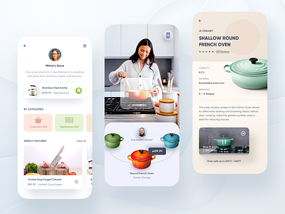 Mobile Shopping App. app app design ar details ecommerce food kitchen mobile mobile app mobile design mobile ui price profile search shop shopify shopping store video vr