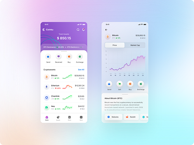 Crypto CoinKu Wallet assets bitcoin chart clean coin crypto crypto wallet doge ui wallet ui