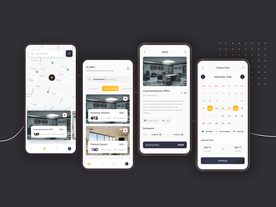 BookMySpace : Find Workspace App UI booking bookmyspace find finder findoffice rental shared office ui uiux