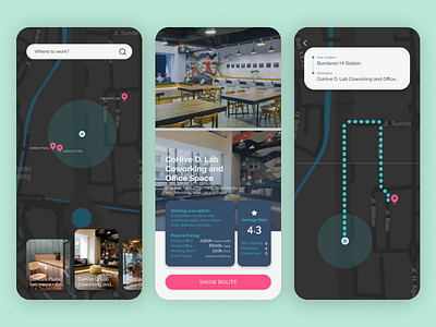 Location Tracker - Coworking Space Finder app dailyui design finder location tracker maps ui