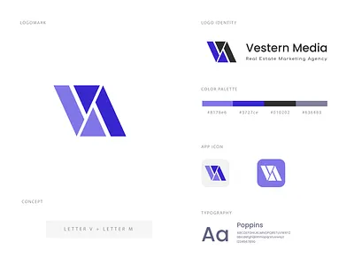 Vestern media | Logo branding brand identity branding design flat graphic design logo logo design logo design concept logo designer minimal typography ui ux