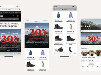 REI Winter Clearance Deals Hub Mobile Design