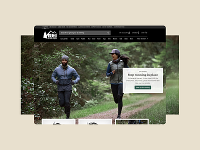 REI Winter Running Homepage Desktop Deisgn