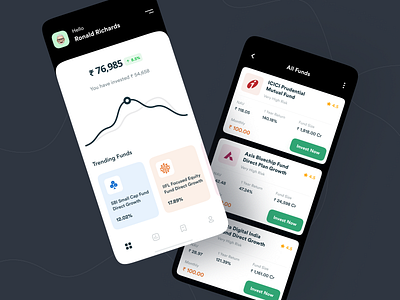 Financial investments - Mobile App app concept dailyui finance finance app fintech fintech app investment investment app investor minimal mobile app mobile design mobile ui mutual fund ui uiux ux