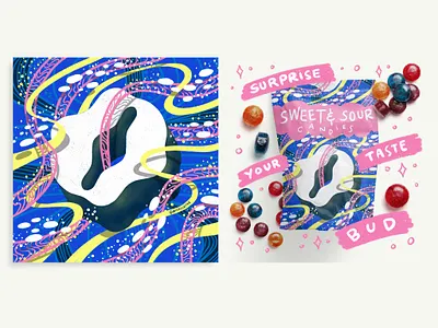 2021 36DOT Series - Letter O 36daysoftype candies commercial art food godis hand lettering illustration mockup packaging playful procreate ribbons sweets typography whimsical