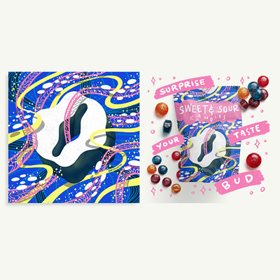 2021 36DOT Series - Letter O 36daysoftype candies commercial art food godis hand lettering illustration mockup packaging playful procreate ribbons sweets typography whimsical