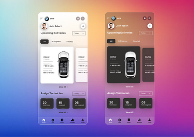 BMW Inspection app concept glass morphism inspection ap mobile app