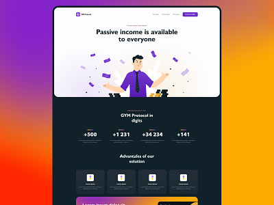 Crypto landing block color crypto trading gradient landing page main ui ui ux uxui