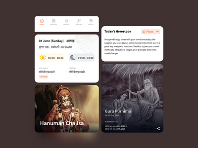 Hindu Calendar(Panchaang) UI Component Exploration calendar calendar ui design hindu god india indian gods panchang ui ui component