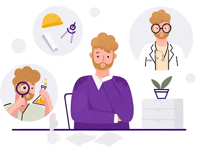 Find the Right Direction in Life charachter charachter design design flat illustration illustration man procreate thinking