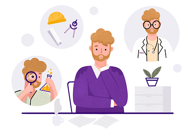 Find the Right Direction in Life charachter charachter design design flat illustration illustration man procreate thinking