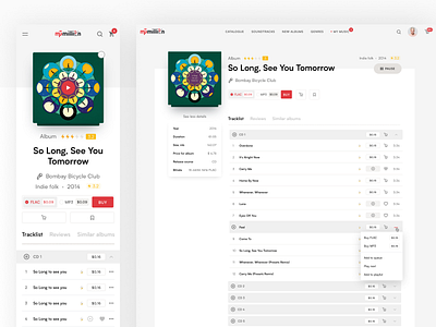 Mp3million: Album page album album cover artist flac mp3 music player playlist rating rock song spotify track