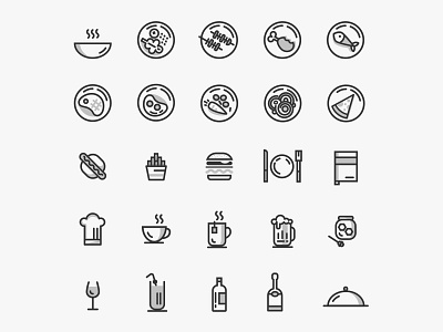 Line Minimal Food Icons ai ai design ai download ai vector food food icon food vector icon design icons download icons pack icons set illustration illustrator logo logo design symbol vector design vector download vector icon