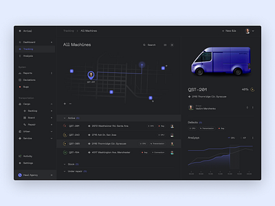 Dashboard Concept admin panel analysis app cars chart concept dashboad design drive energy graphic interface map menu pin ui uiux ux web