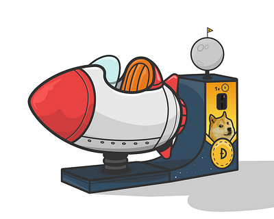 Doge Rocket - Insert Coin adobe illustrator bitcoin coinbase crypto crypto currency cryptocurrency doge doge meme dogecoin ethereum gme moon rocket rocket ride rocket ship stonks vector vector art