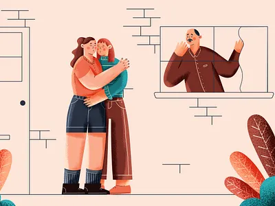 Coming out illustration series - #2 character character design coming out editorial editorial illustration flag grain illustration lgbt lgbtq lgbtqia love newspaper pride proud queer queer art texture