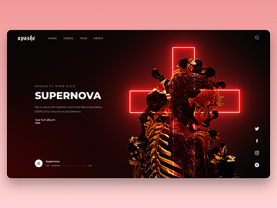 Music artist webpage concept apashe dark theme ui interface music music website neon player spotify ui ux webdesign website