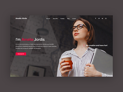 Personal portfolio resume website clean creative cv template interface layout minimal personal web template personal website resume cv resume template ui design web design website