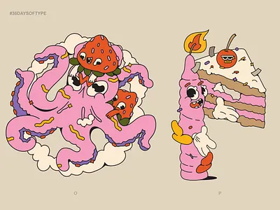 36 days of type o & p 36daysoftype 36daysoftype08 character character design characters design flat illustraion still life type type art type design