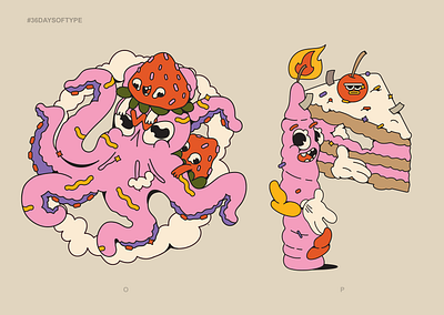 36 days of type o & p 36daysoftype 36daysoftype08 character character design characters design flat illustraion still life type type art type design