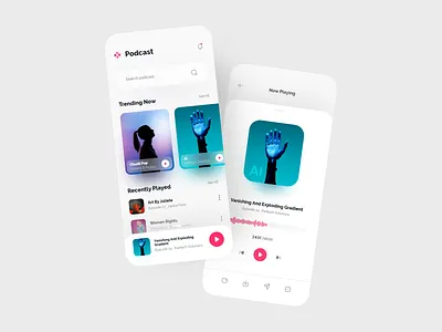 Podcast app 🎙️ app ui ux clean ui daily ios live streaming app minimalist mobile music podcast listening app podcasting podcasts songs streaming trending ui ux