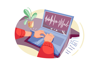 Podcast Editing Illustration audio broadcast communication device digital headphone headphones host illustration podcast podcasting sound speaker streaming voice