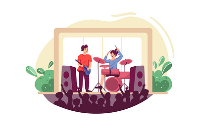 Open Air Concert Illustration audio broadcast communication device digital headphone headphones host illustration podcast podcasting sound speaker streaming voice