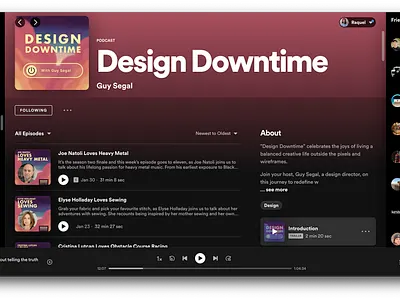 Design Downtime podcast brand season 1 and 2 branding logo podcast ui