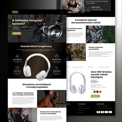 ZONE headphones sales page adobe xd design headphones landing landing page landingpage sales page ui webdesign