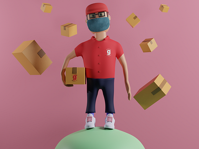 Delivery Man 3d 3d art 3d illustration 3d model 3d modelling character characters cute design illustration web web illustration