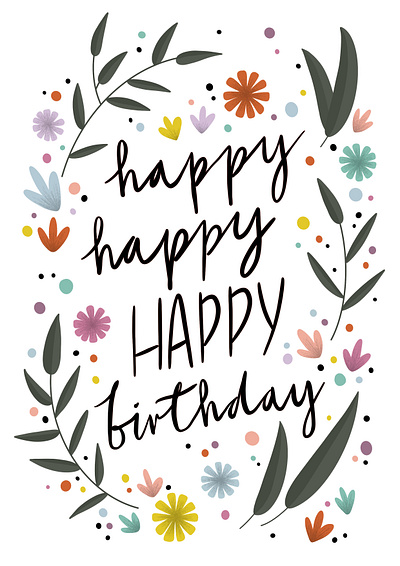 Floral Birthday Card birthday colourful flowers greetings card illustration illustrator procreate surface pattern design