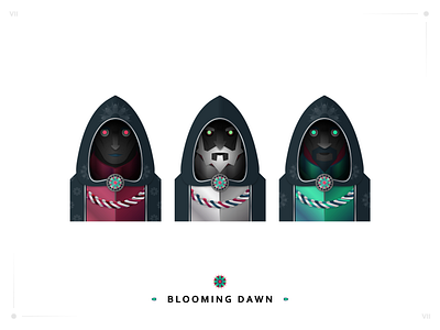 Blooming Dawn armor avatar branding card character character design church clothing creepy cult daisy dawn design hood icon illustration logo secret ui