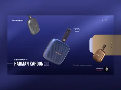 landing page concept- Harman Kardon Bluetooth speakers banner design graphic identitydesign luxury logo minimal typography uidesign uiux ux