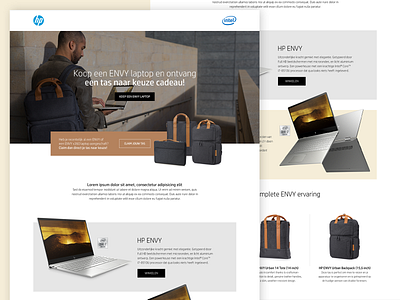 HP ENVY Bags & Cases promotion design landing design landingpage webdesign