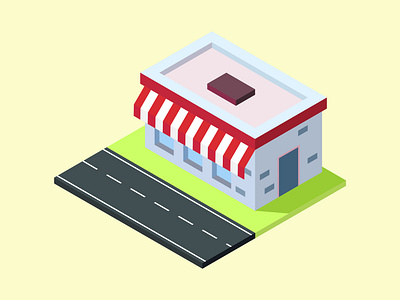 Isometric kiosk design dribbble food grassland house illustration illustraion kiosk lines road sale shadow vector windows