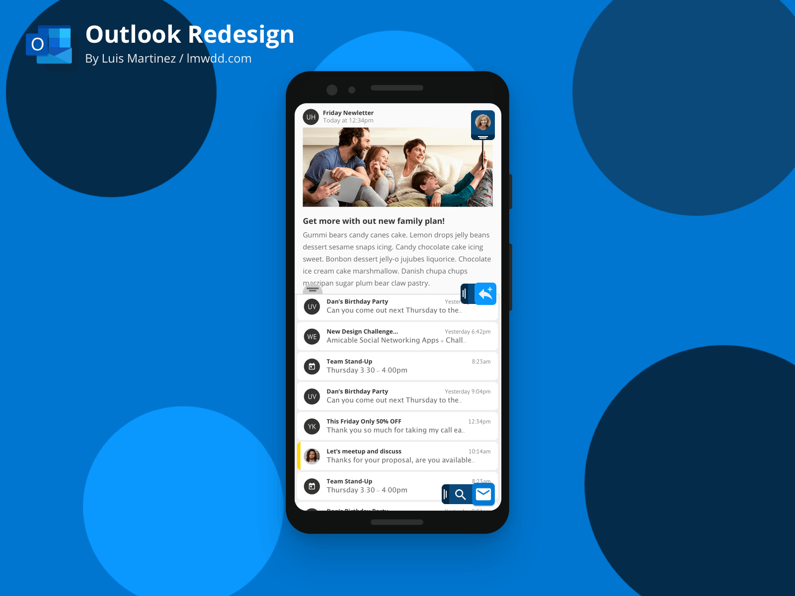Outlook App Redesign animation outlook principle ui ux