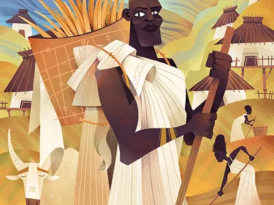 Peaceful harvesting africa art character dangartman drawing farmer harvest peace rockerminks southsudan